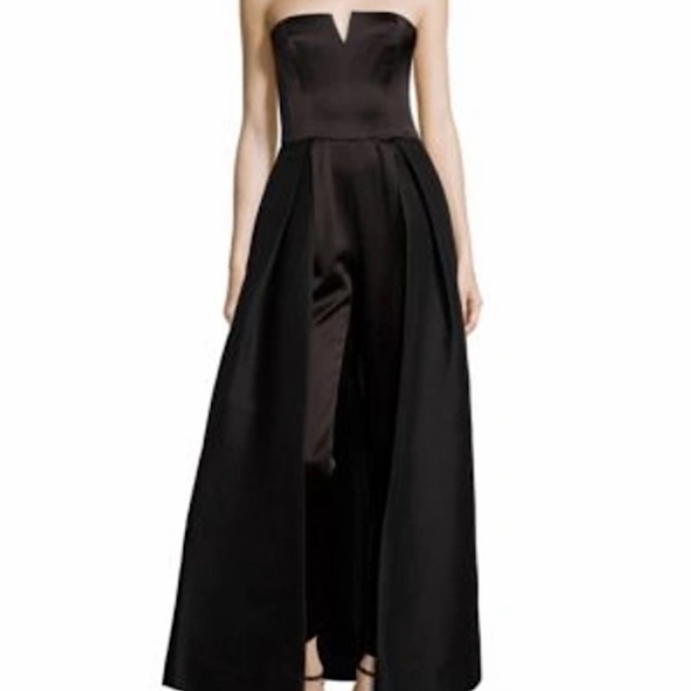 A size 4 black Halston Heritage jumpsuit with a train